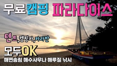 보성 율포솔밭해수욕장 장군쟁이휴게소 무료 노지 차박 캠핑, 호수같은 청정 바닷가 송림의 무료 캠핑, 사우나 마트 회센터등 편의시설 좋은 캠핑카 차박캠핑