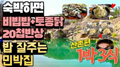 경남 하동 지리산 청학동마을 '산마을식당' 하루 숙박하면 지리산 제철 산나물과 직접 키운 토종닭, 20첩 산채정식으로 밥을 삼시세끼 정성껏 차려주는 민박집